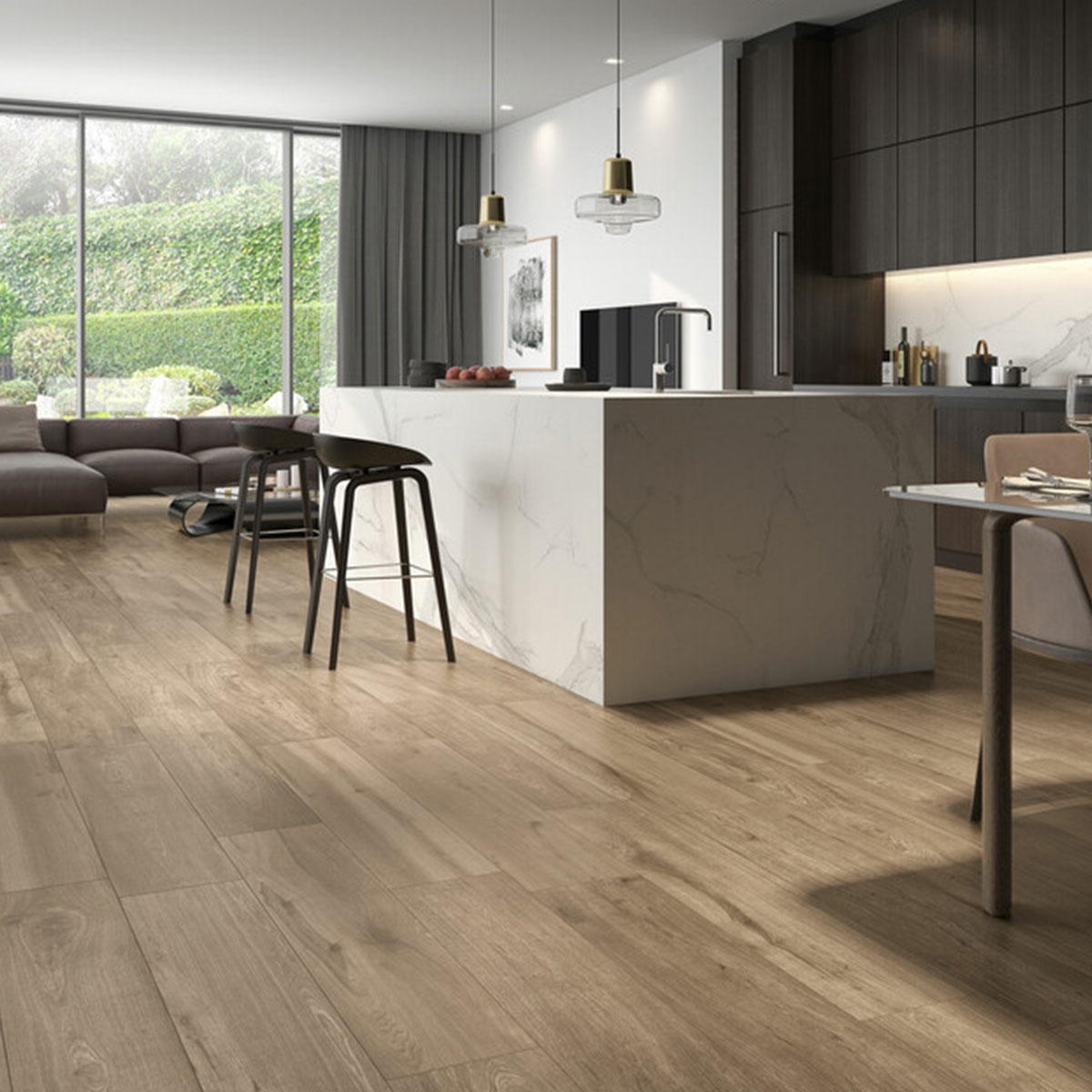 Interior con pavimento Brady Honey Antideslizante 23x120