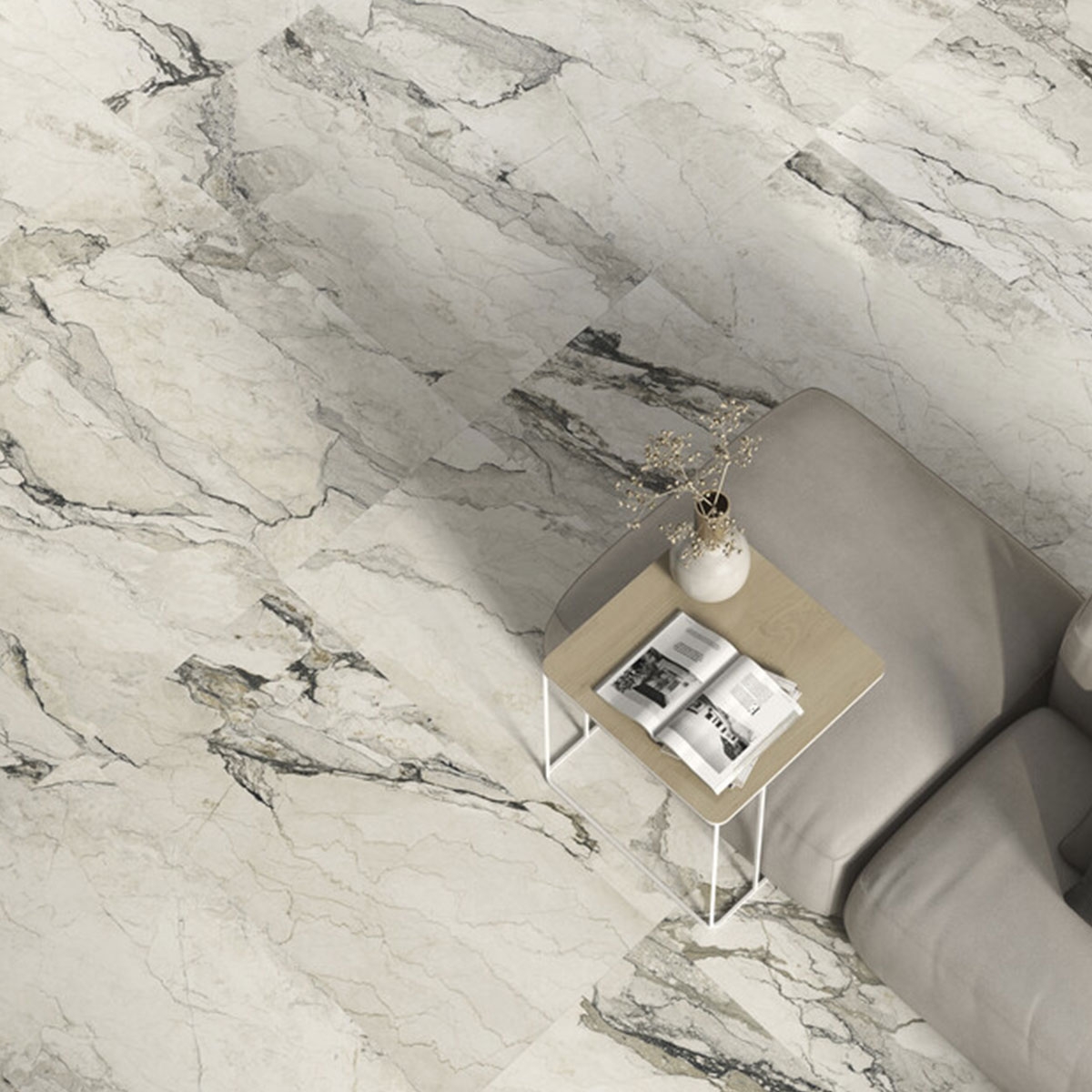 Pavimento em mármore imitado Breccia Lunare 120x120