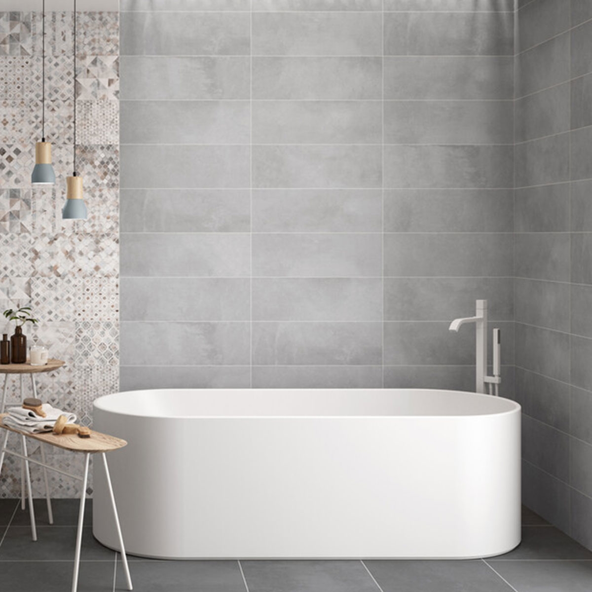 Baño con revestimiento Caen Gris 20x60