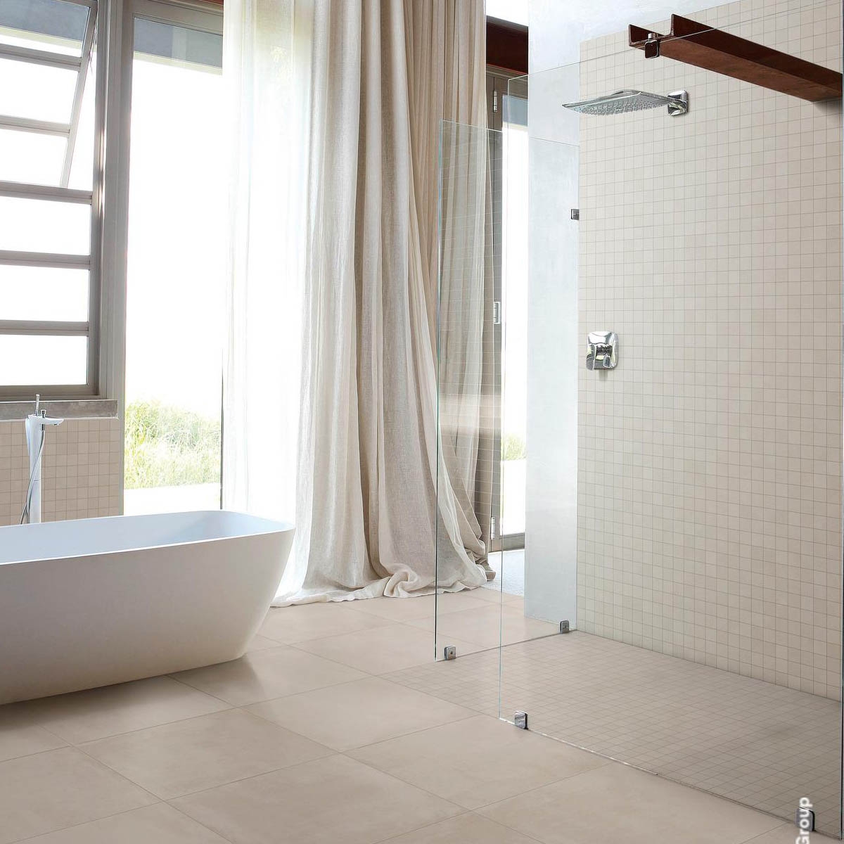 Baño con Pavimento Appeal Sand 60x60