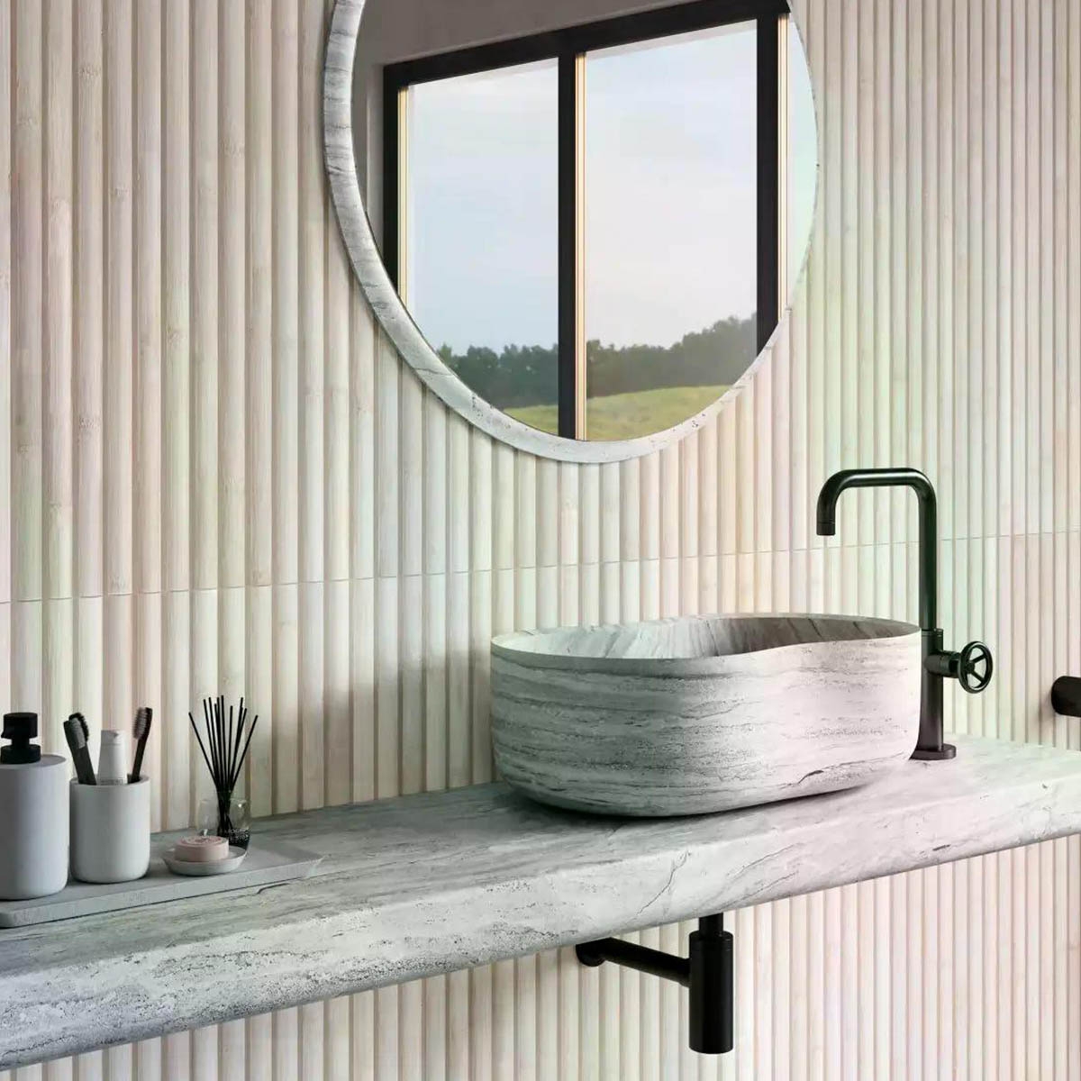 Baño con Revestimiento Bamboo White 40x120