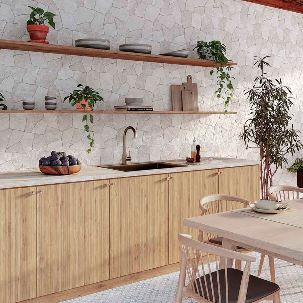 Kitchen with Andes White Non-slip coating 40x62 (Box 0.99m2)