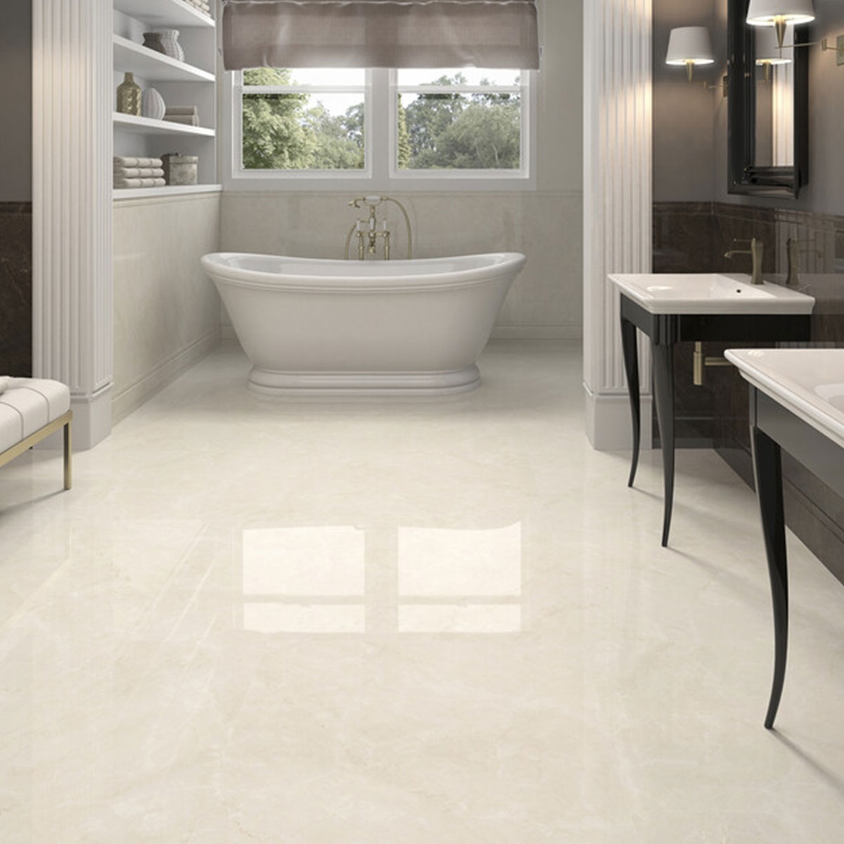Baño con revestimiento Crystal Cream 60x60