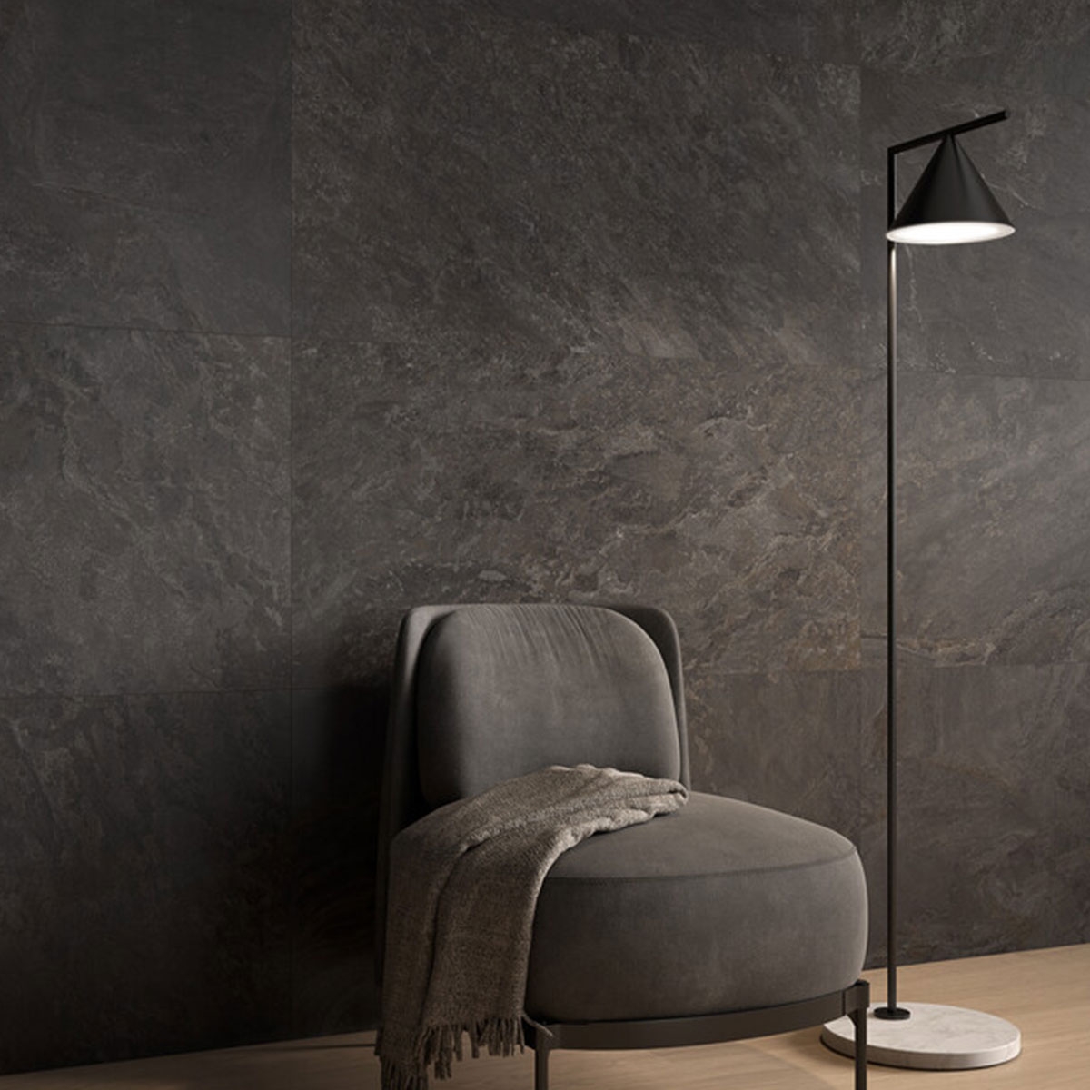 Revestimiento imitación piedra Courel Anthracite 60x120