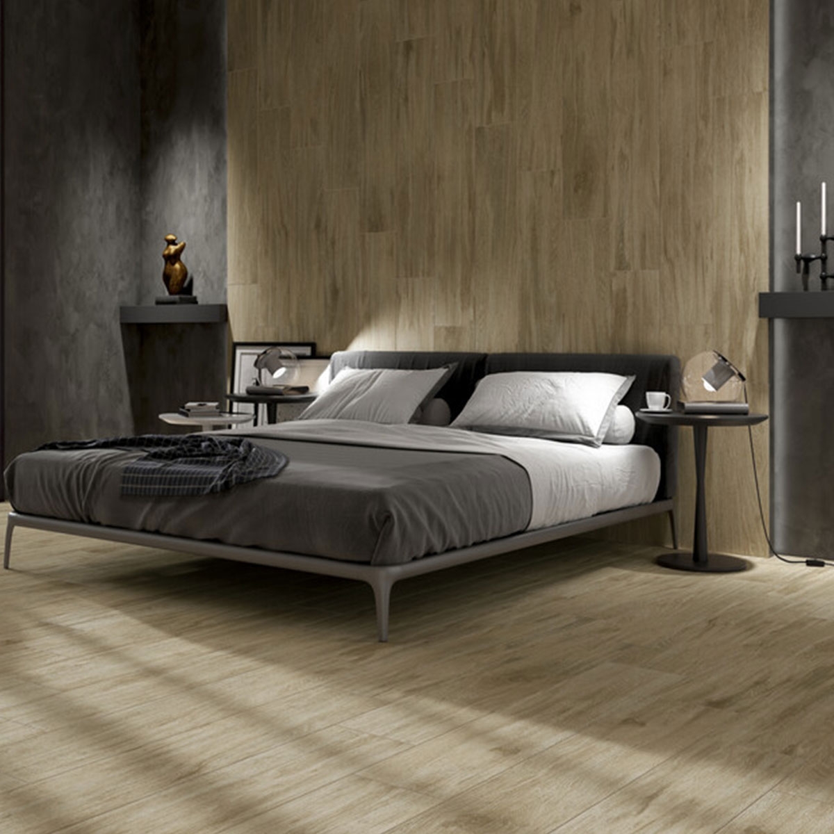 Interior con pavimento y revestimiento Cuzco Haya 23x120