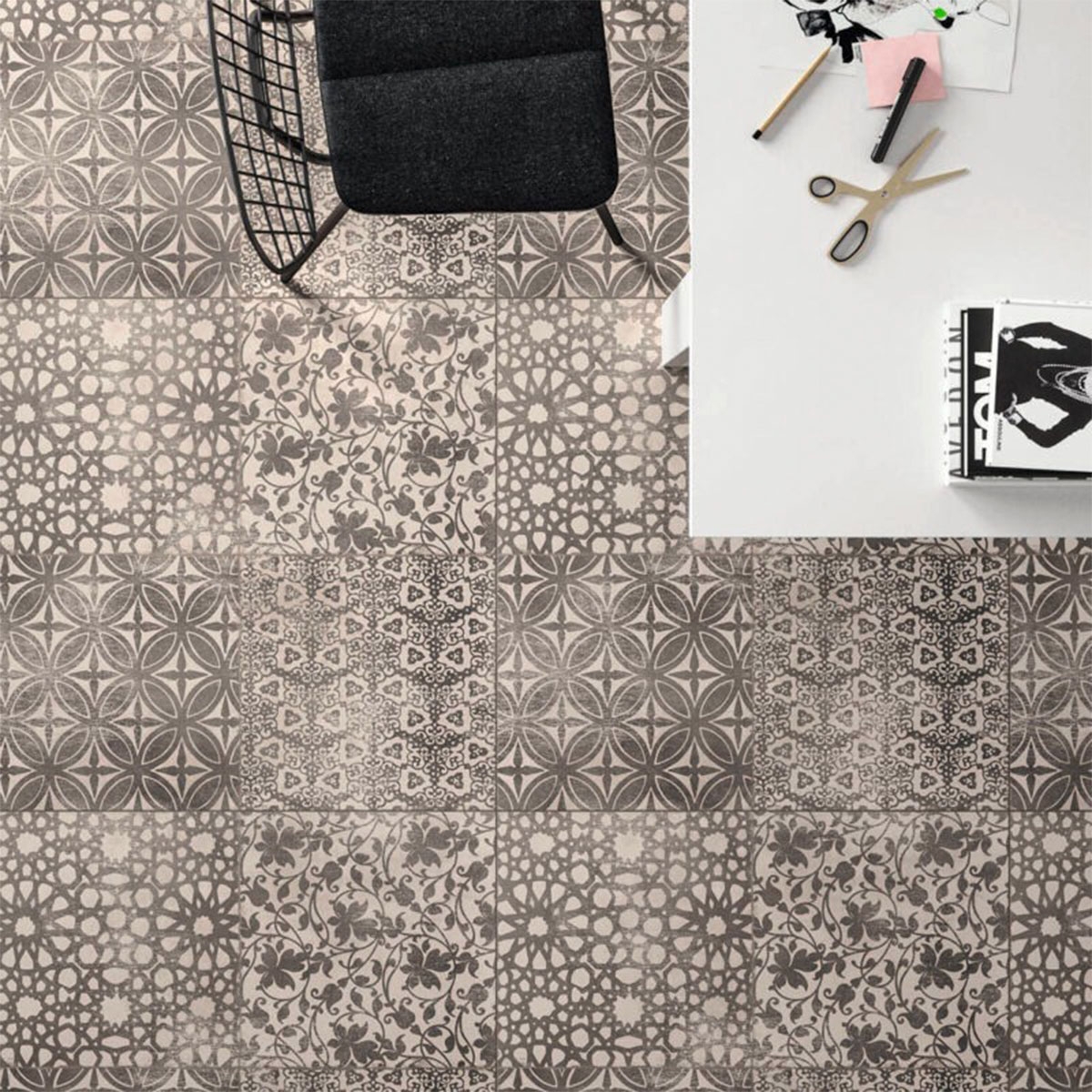 Interior with flooring Powder Decoro Liberty Freddo 75x75