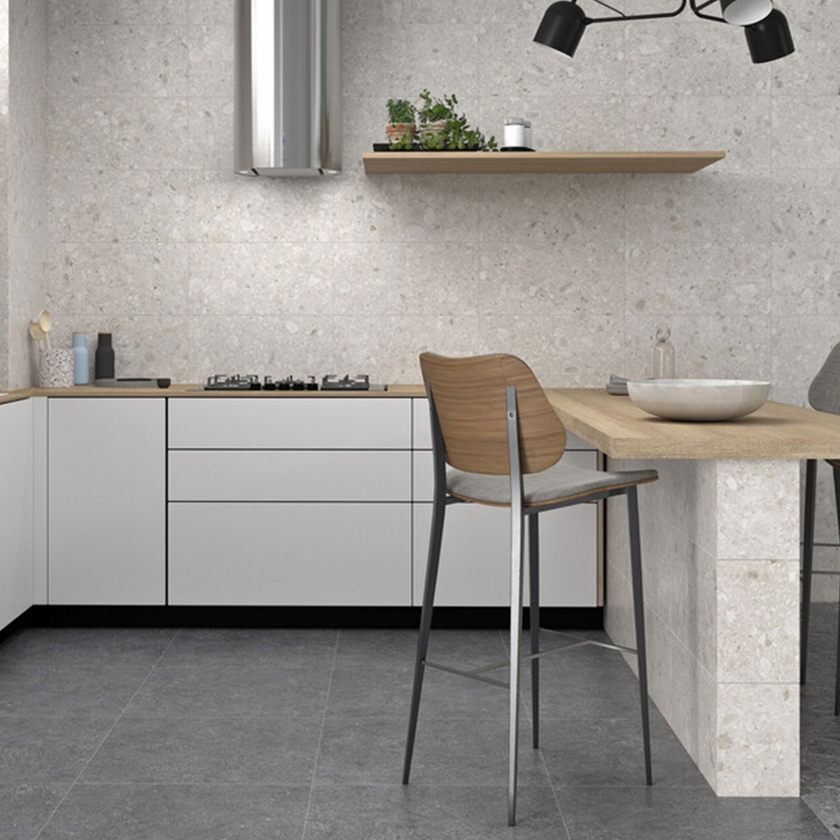 Interior con revestimiento Flodsten Snow 30x60