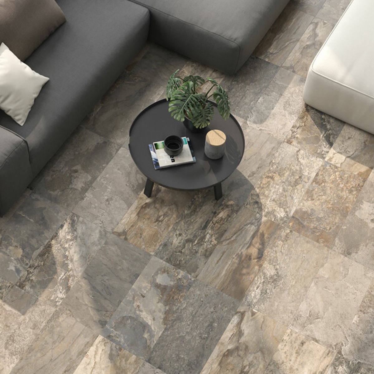 Interior con pavimento Granville Multicolor 30x60