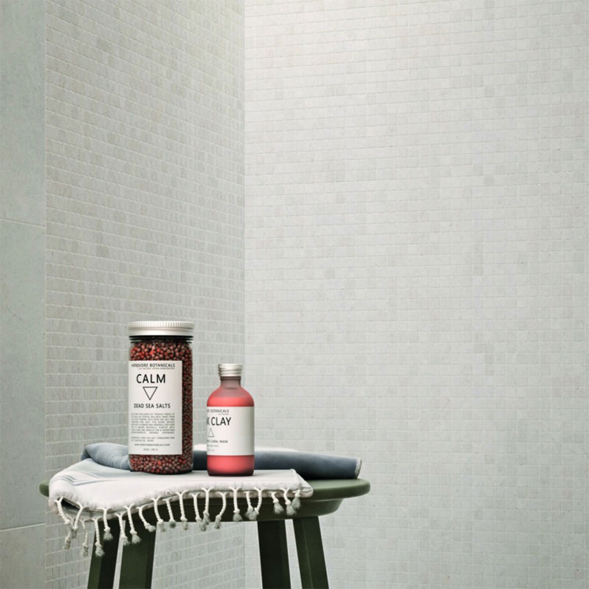 Interior con revestimiento Stone Art Mosaico Steel 40x40