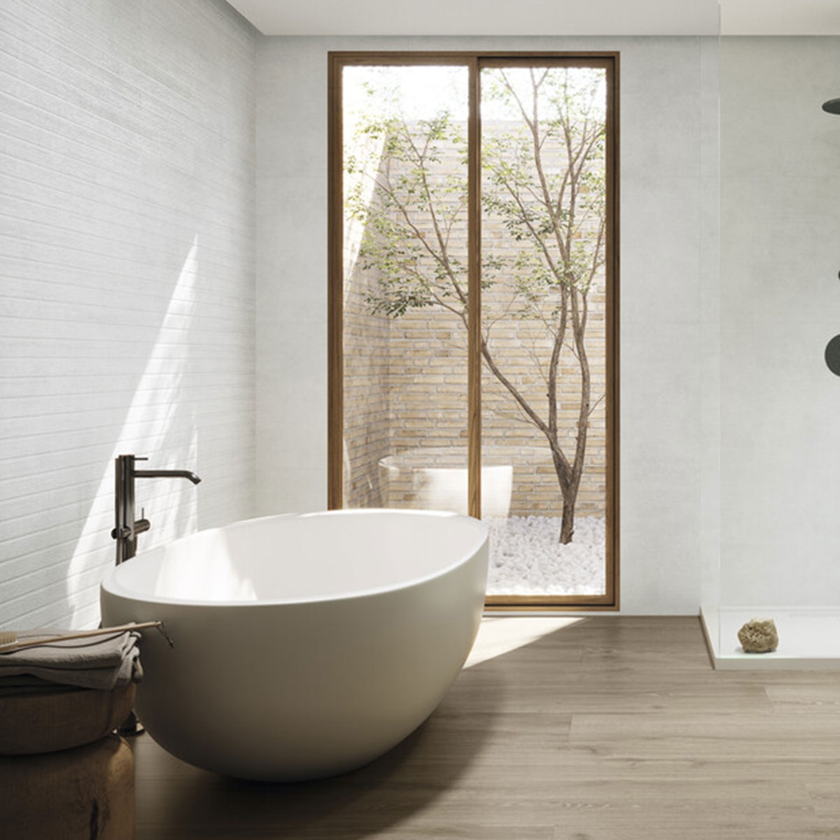 Salle de bain avec revêtement Ikon Aural Gray 60x120