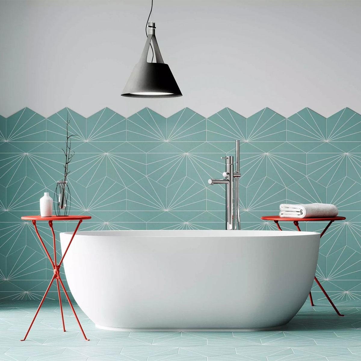 Baño con revestimiento Venus Aqua 28.5x33 (Caja 1m2)