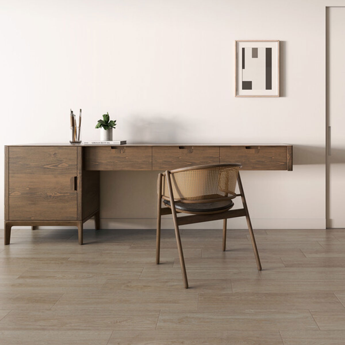 Interior con pavimento Keitha Brown 20x80