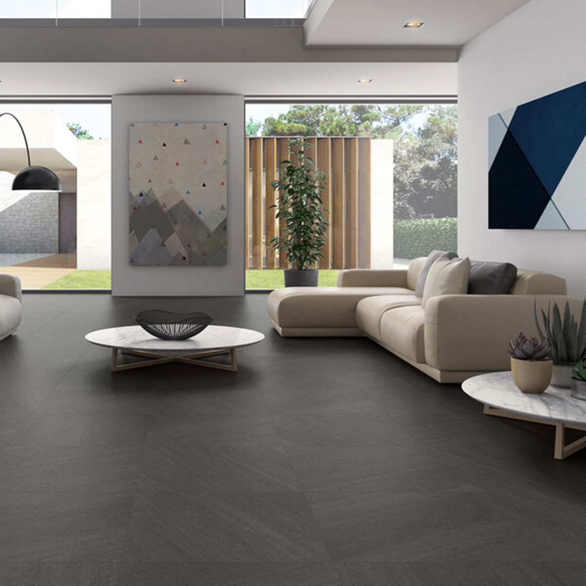 Ambiente con pavimento Kursaal Raven Antideslizante 60x60