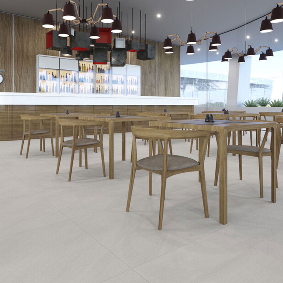 Interior con pavimento Kursaal Pure Antideslizante 60x60