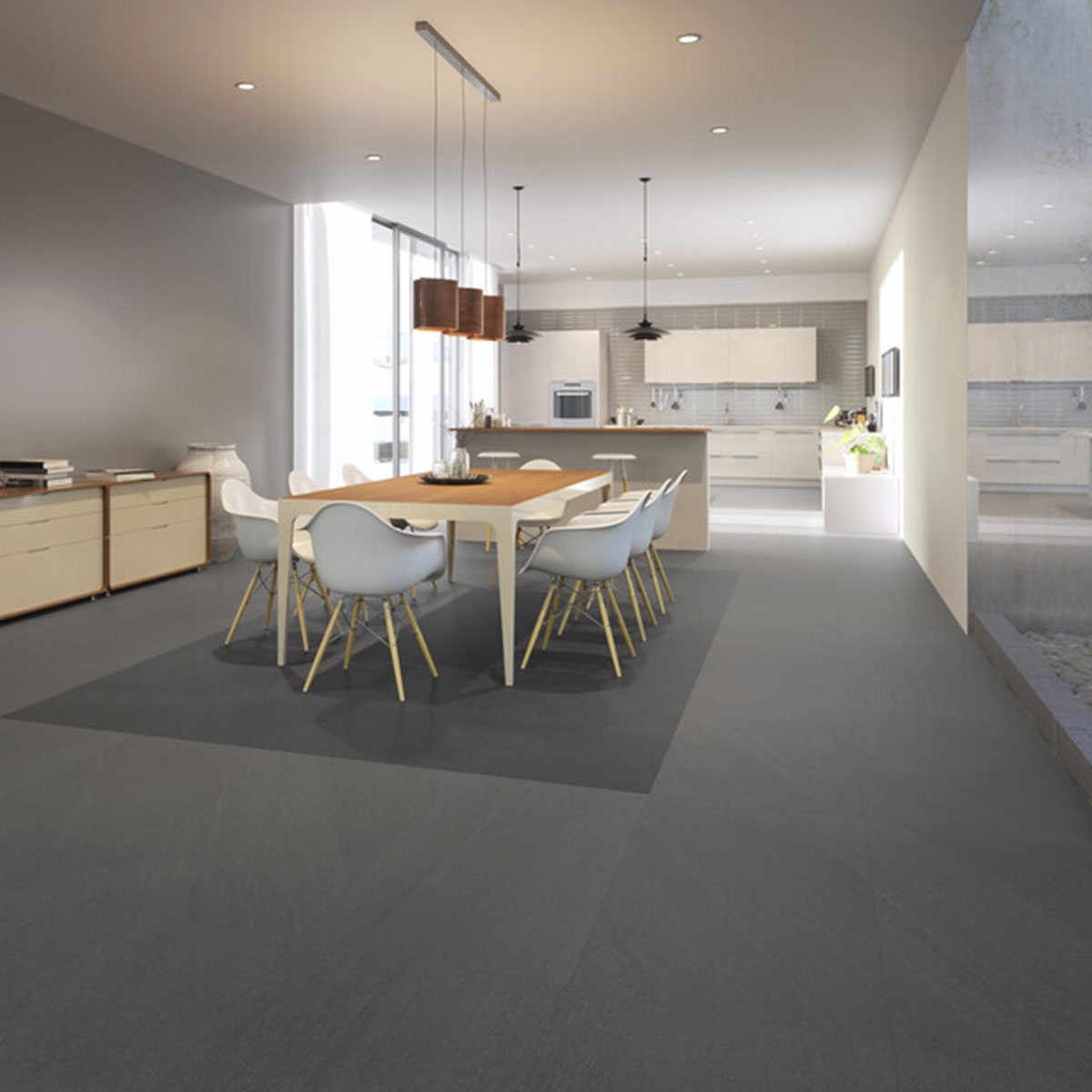 Interior con pavimento Kursaal Slate Antideslizante 60x120