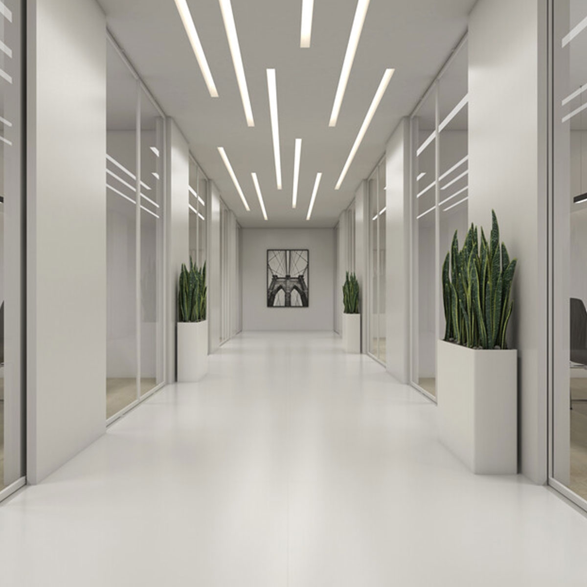 Interior con pavimento Lambert White 120x120