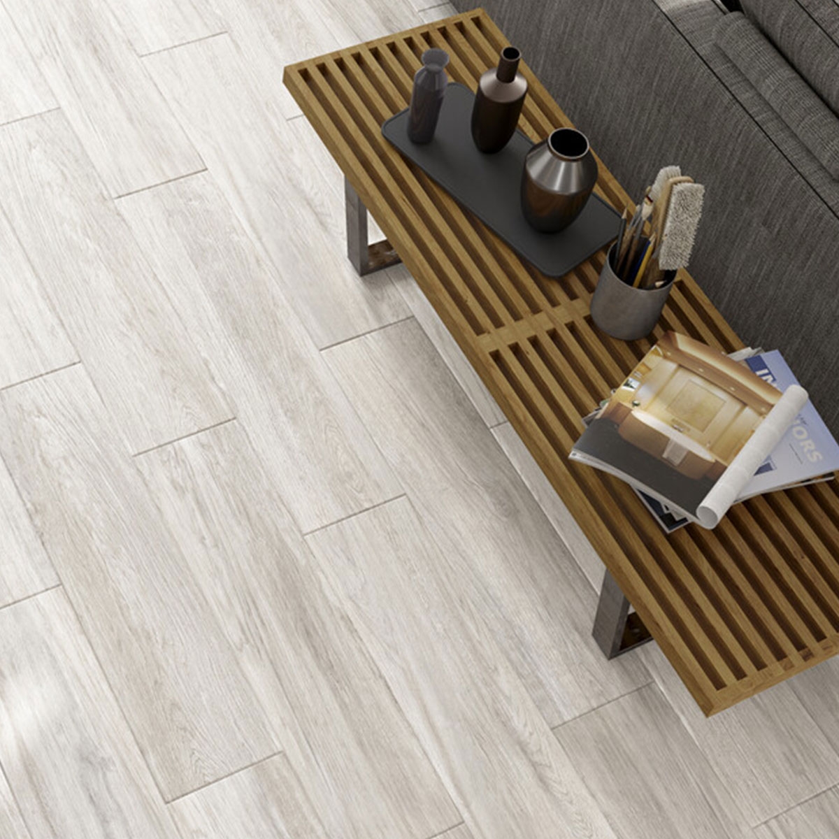 Pavimento imitación madera Landes Blanc 22.5x90