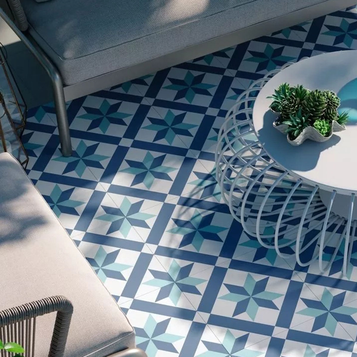 Exterior com pavimento Hanoi Star Blue 33x33 (Caixa 1,00m2)