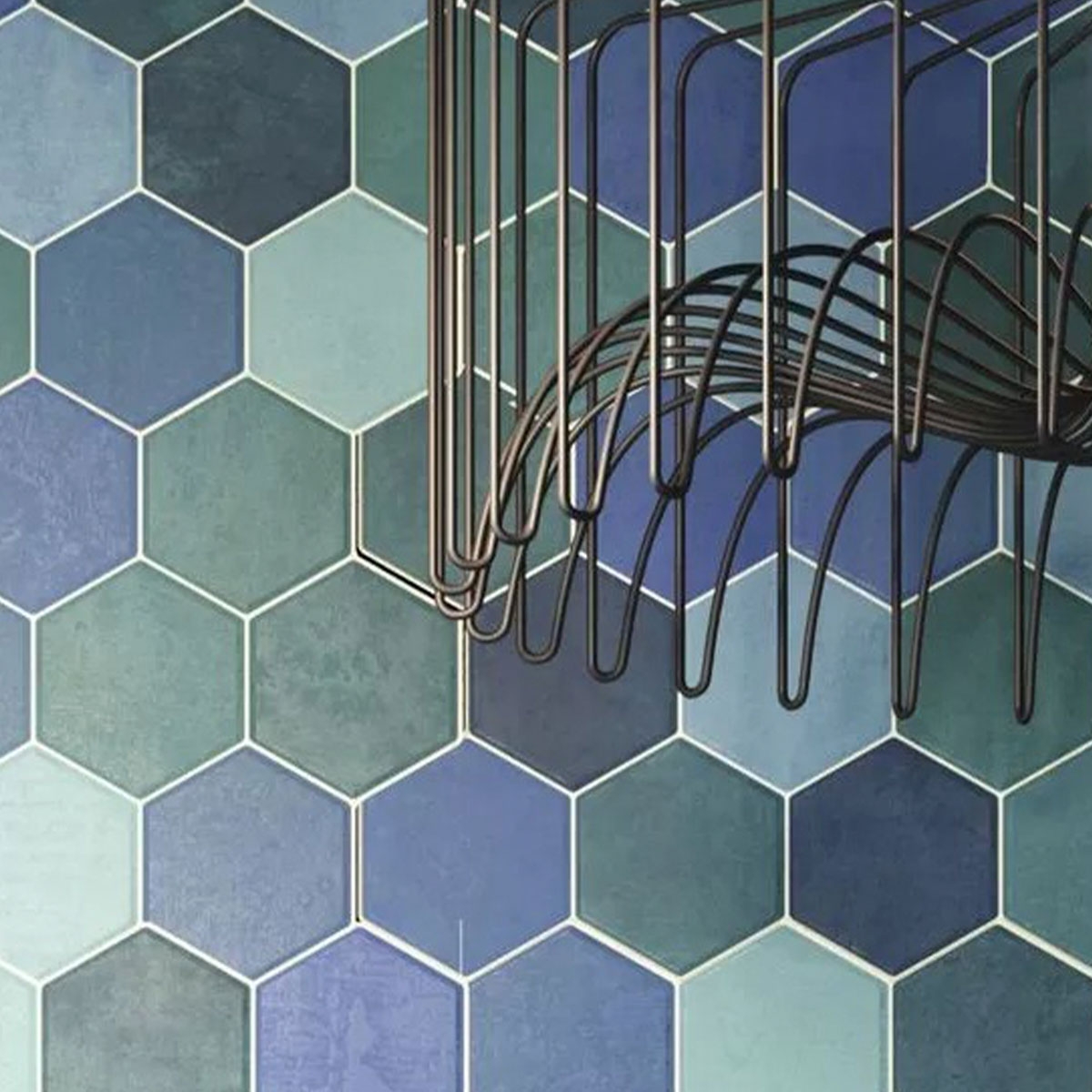 Intérieur avec revêtement Hex Aquamarine 26,5x51