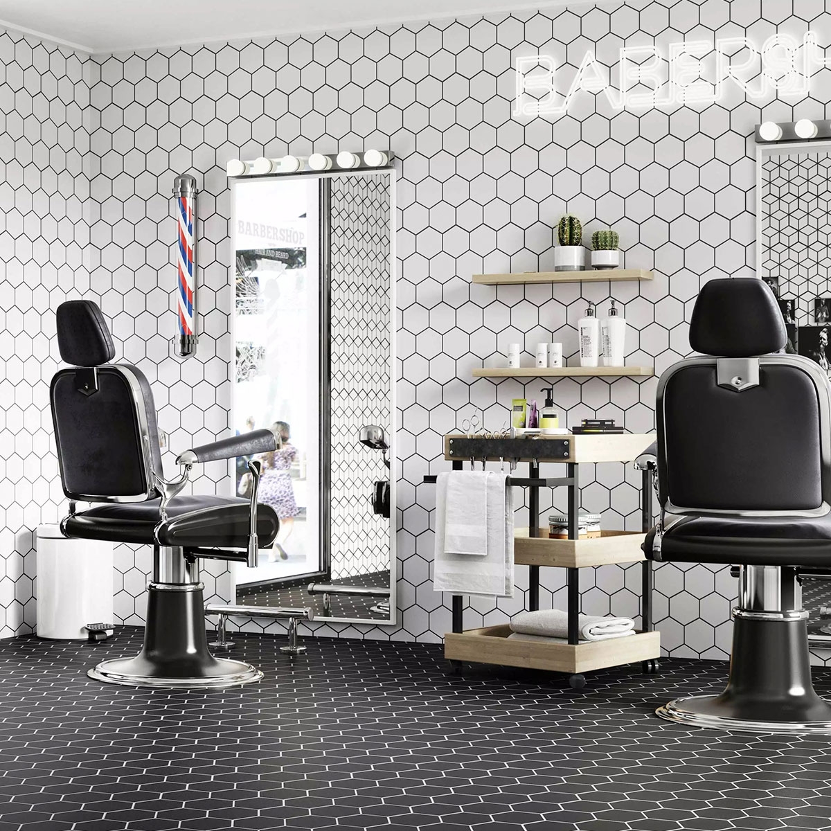 Barbershop with Hex Snow coating 26.5x51