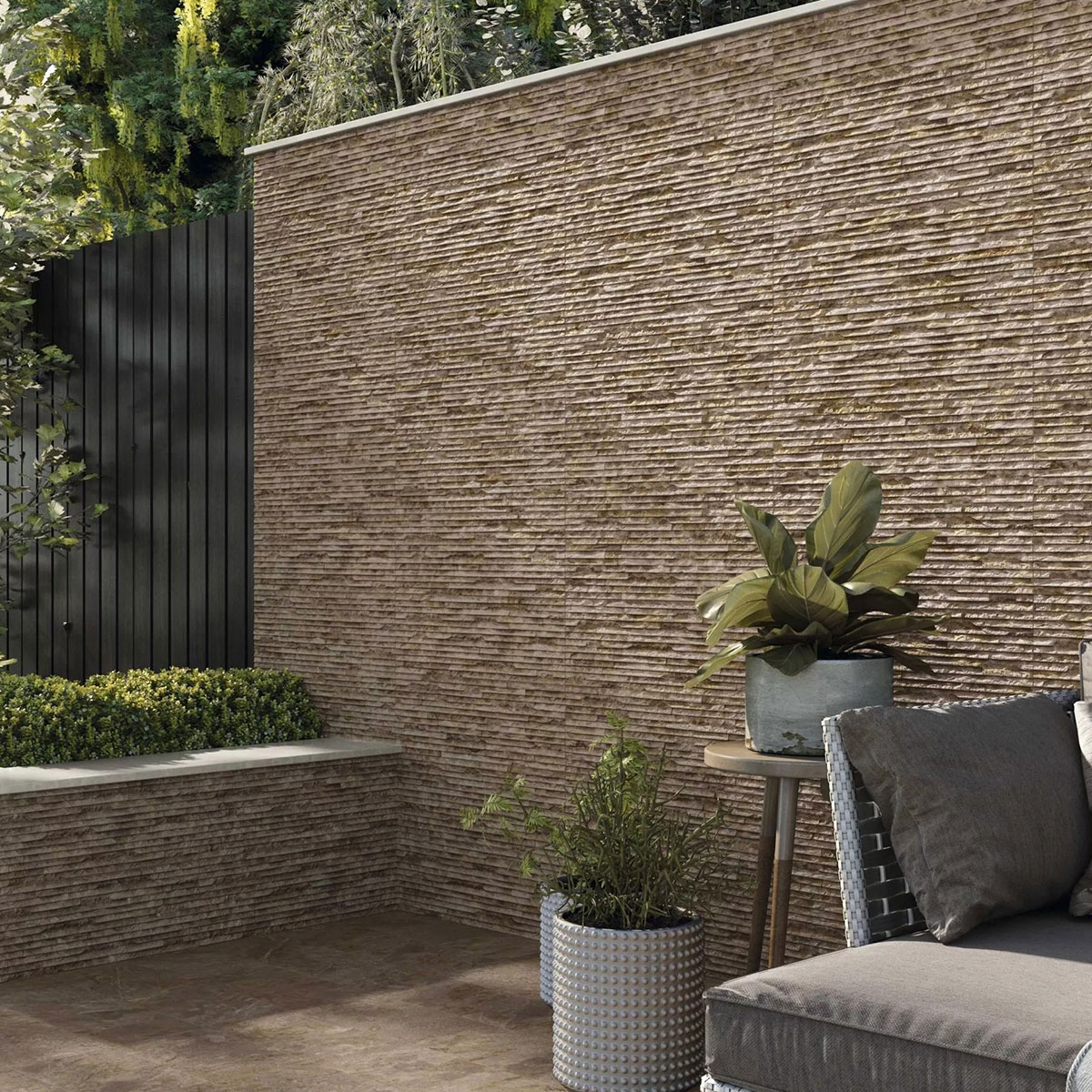 Exterior con revestimiento Iguazu Wall Terra 21x63 (Caja 0,93m2)