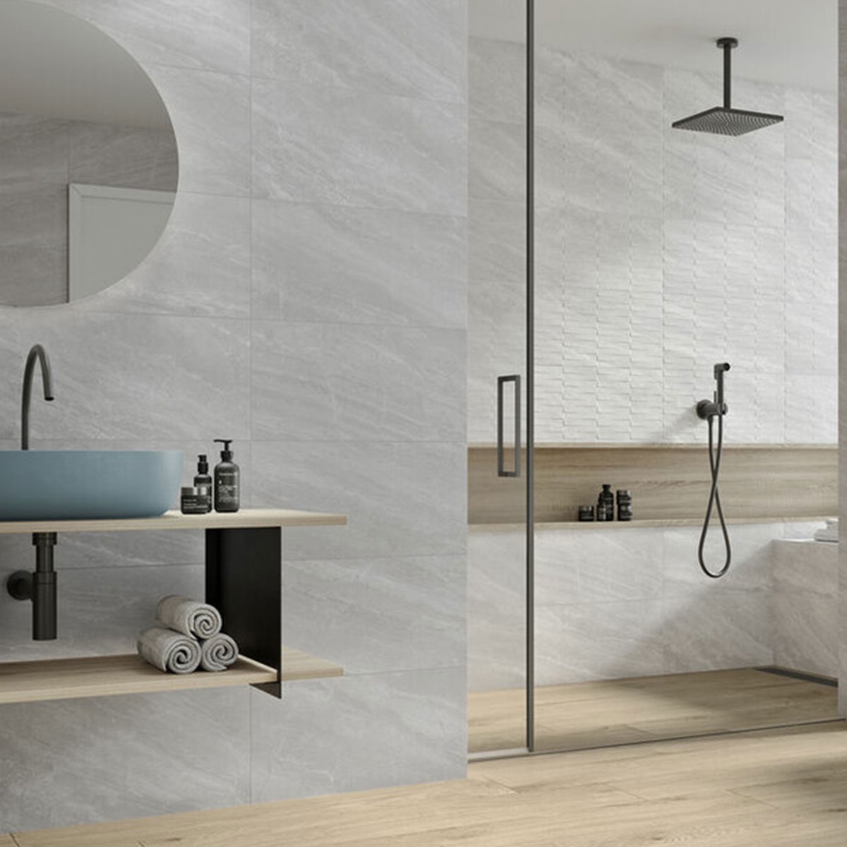 Baño con revestimiento Lennox Mosaic Snow 30x60