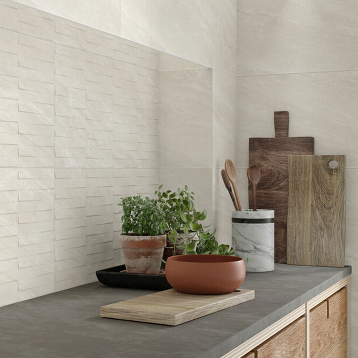 Interior con revestimiento Lennox Mosaic Bone 30x60