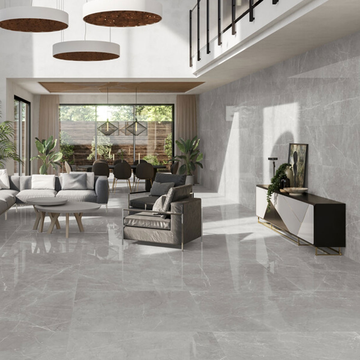 Interior con revestimiento Leto Pearl 60x120