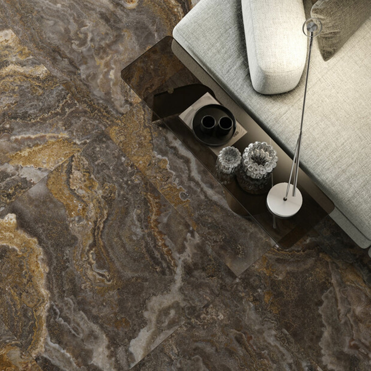 Pavimento imitación mármol Linz Brown 120x120