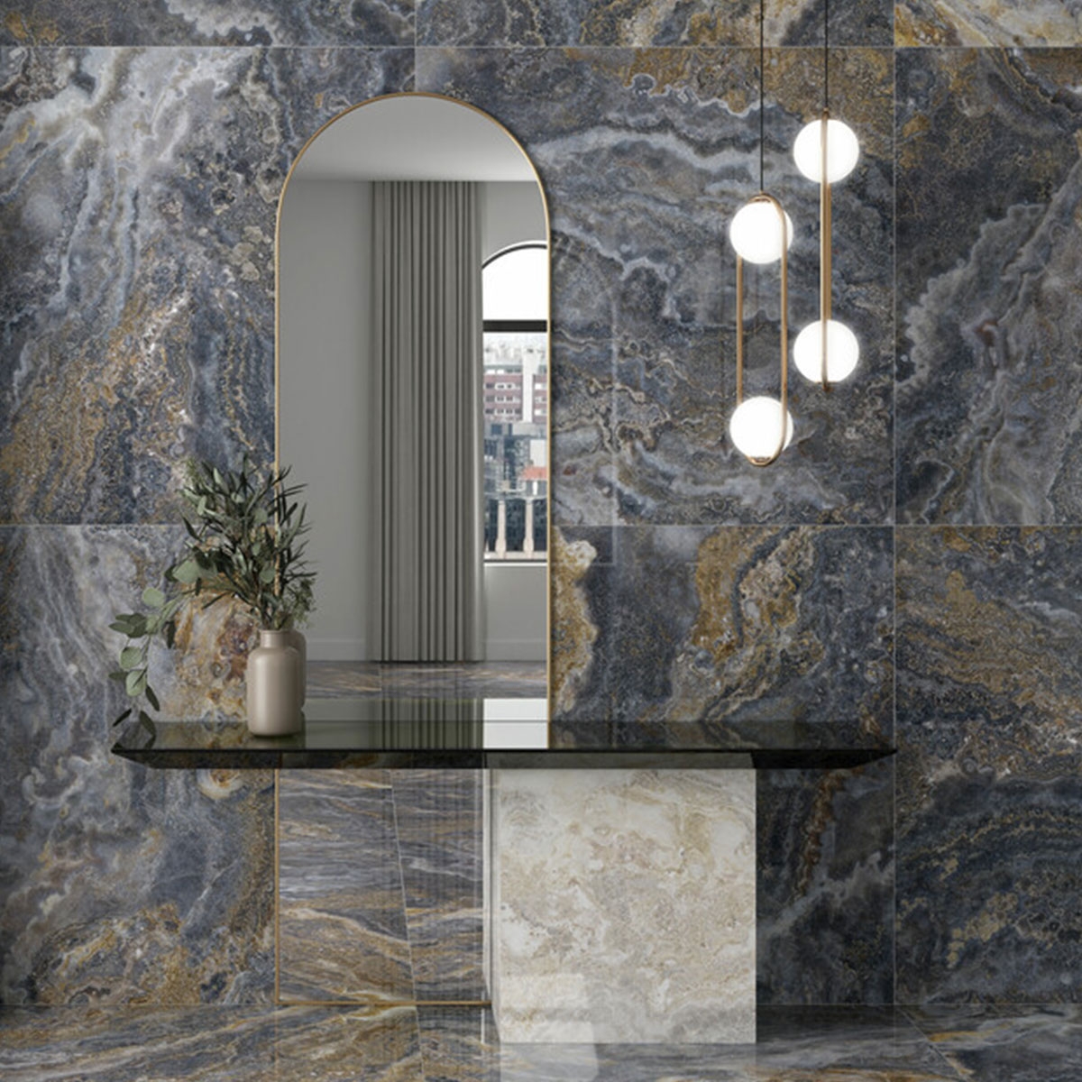 Interior con revestimiento Linz Blue 120x120