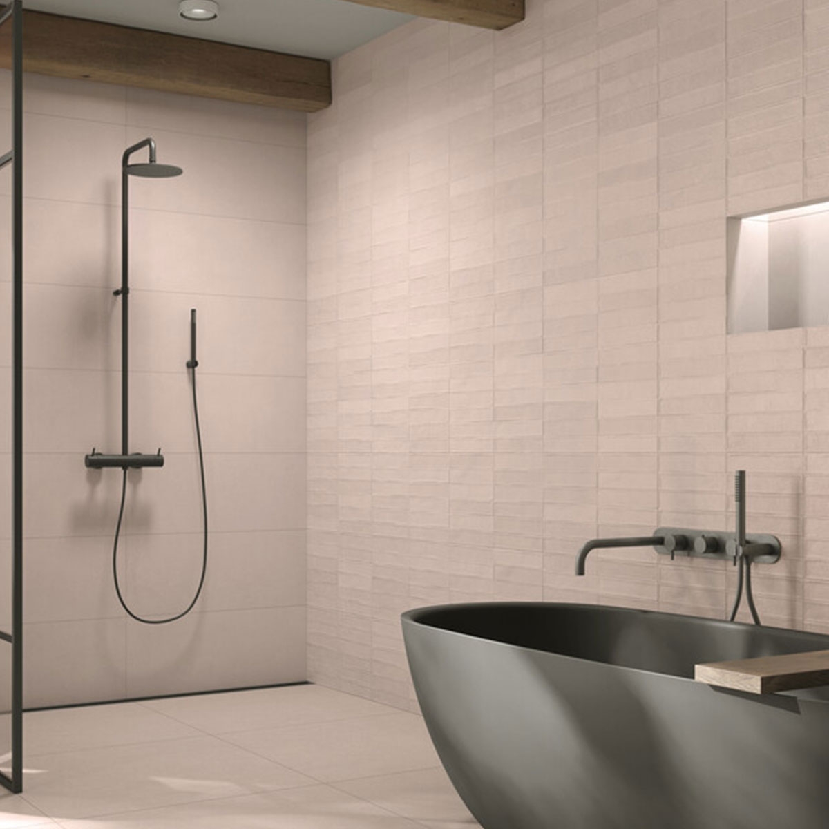 Bathroom with Lisbon Clay 30x75 cladding