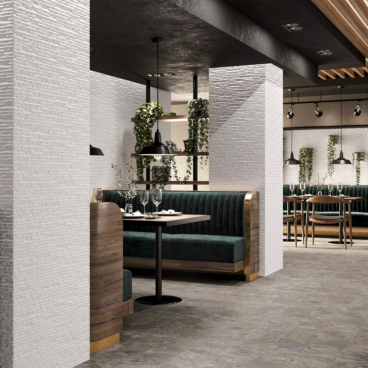 Interior com revestimento Iguaçu Wall White 21x63 (Caixa 0,93m2)