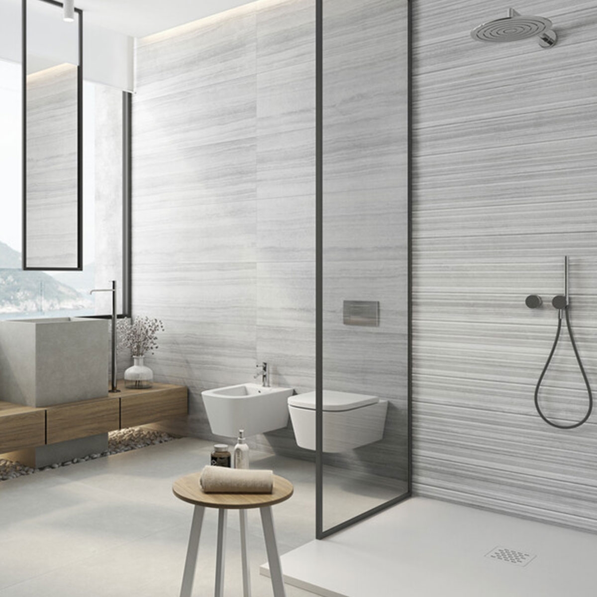 Baño con revestimiento Makalu Top Grey 40x120
