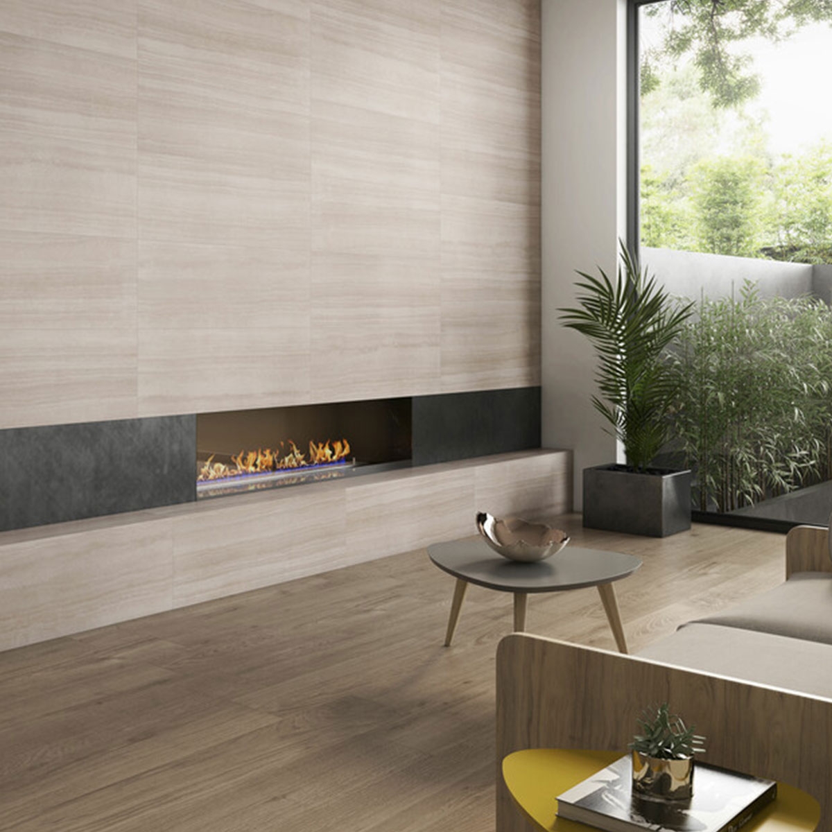 Interior con revestimiento Makalu Top Cream 40x120