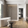Baño con pavimento Milena Nuez 20x120
