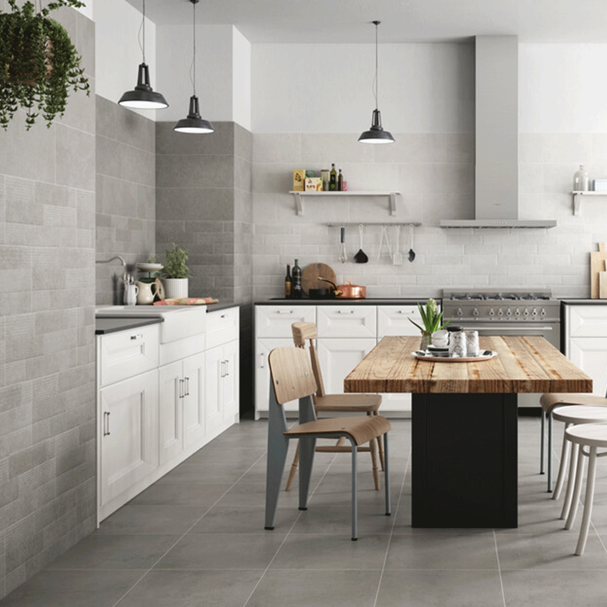 Interior con revestimiento Mistery Grey 30x60