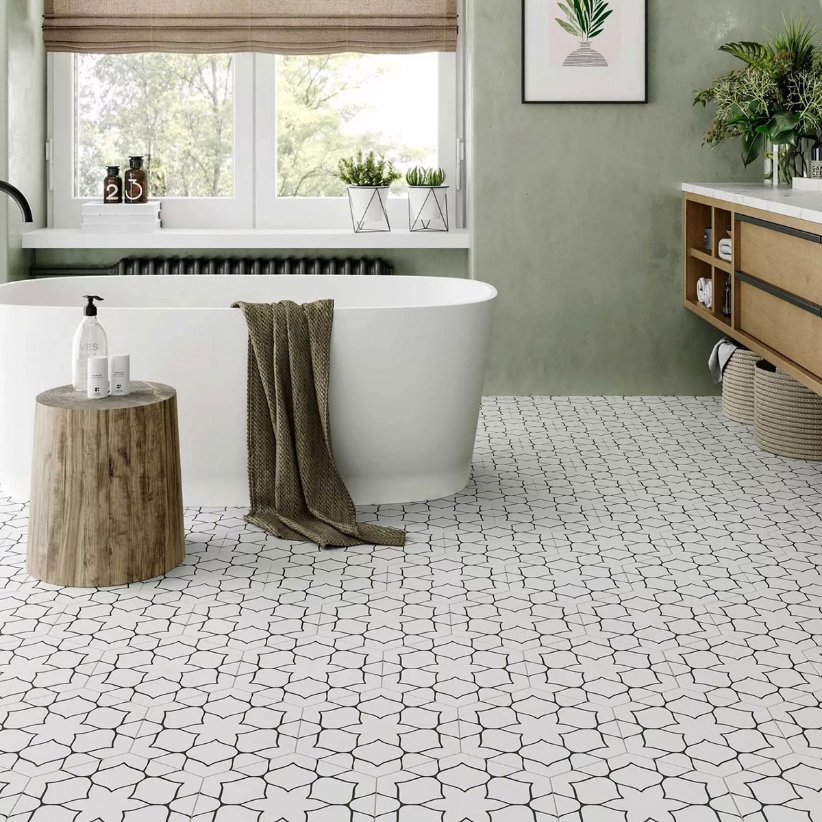 Kerala White Bathroom with Flooring 28.5x33 (Box 1.00m2)