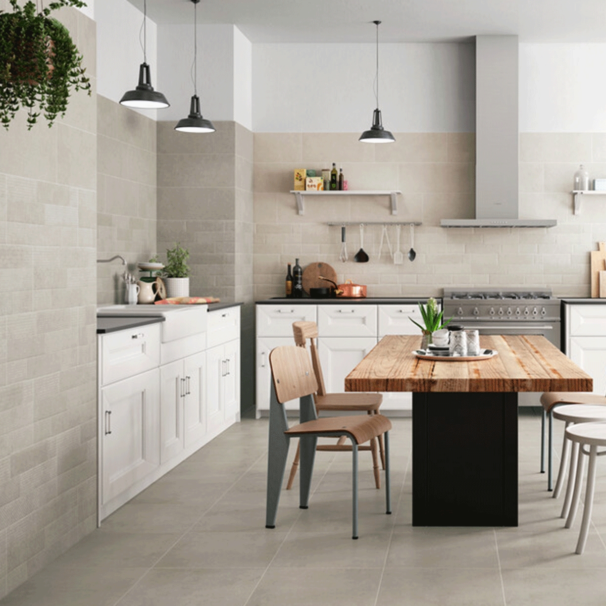 Interior con revestimiento Mistery Cream 30x60