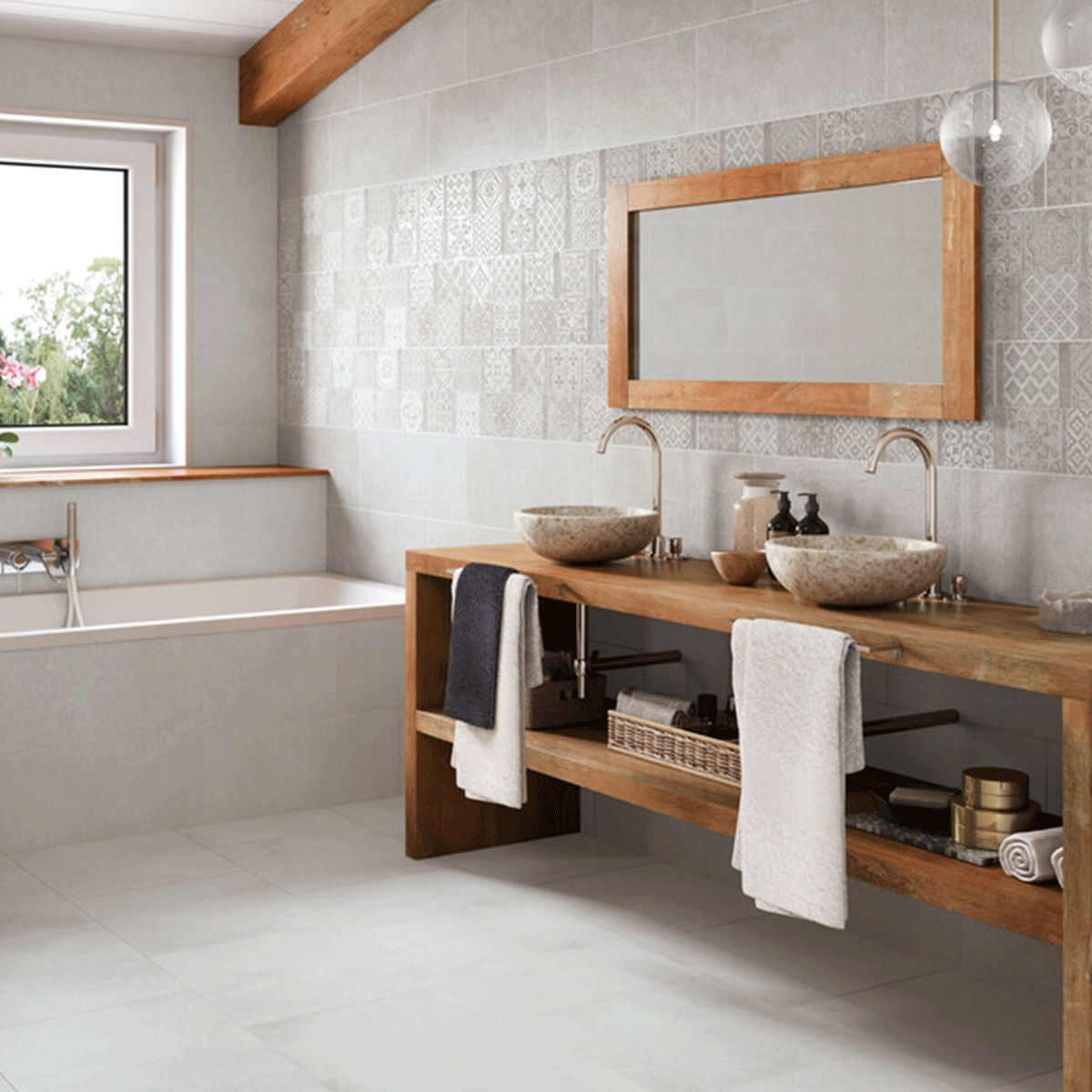 Badezimmer mit Mistery Decor Cold 30x60 Verkleidung