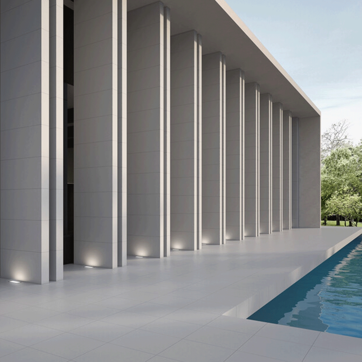 Exterior with Museum Pearl flooring 60x60