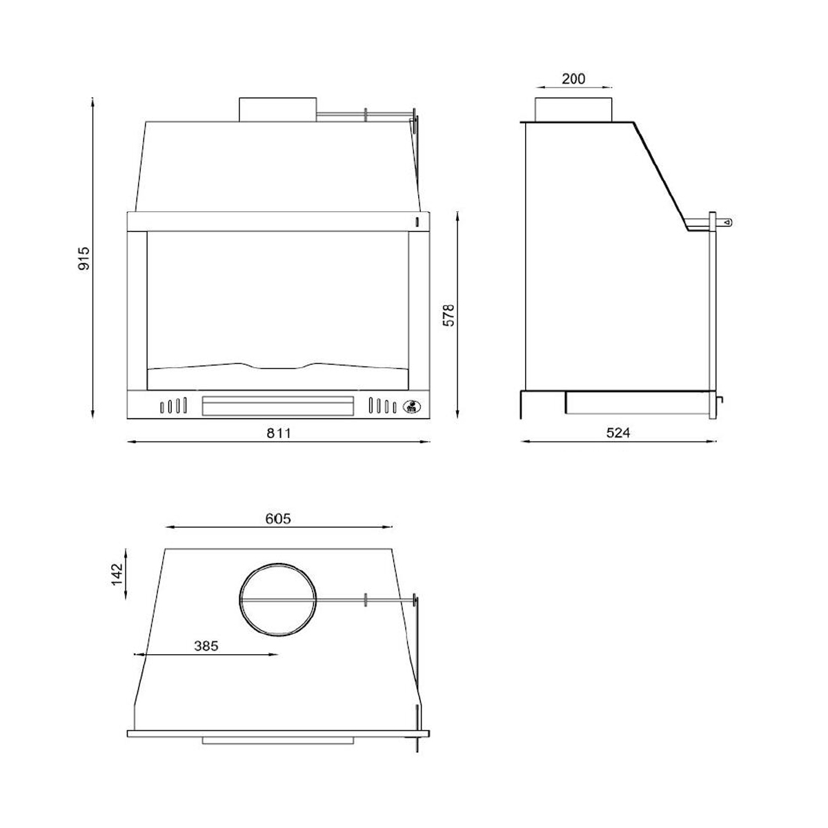 Barbacoa Encastrable con Puerta BH-180 P medidas