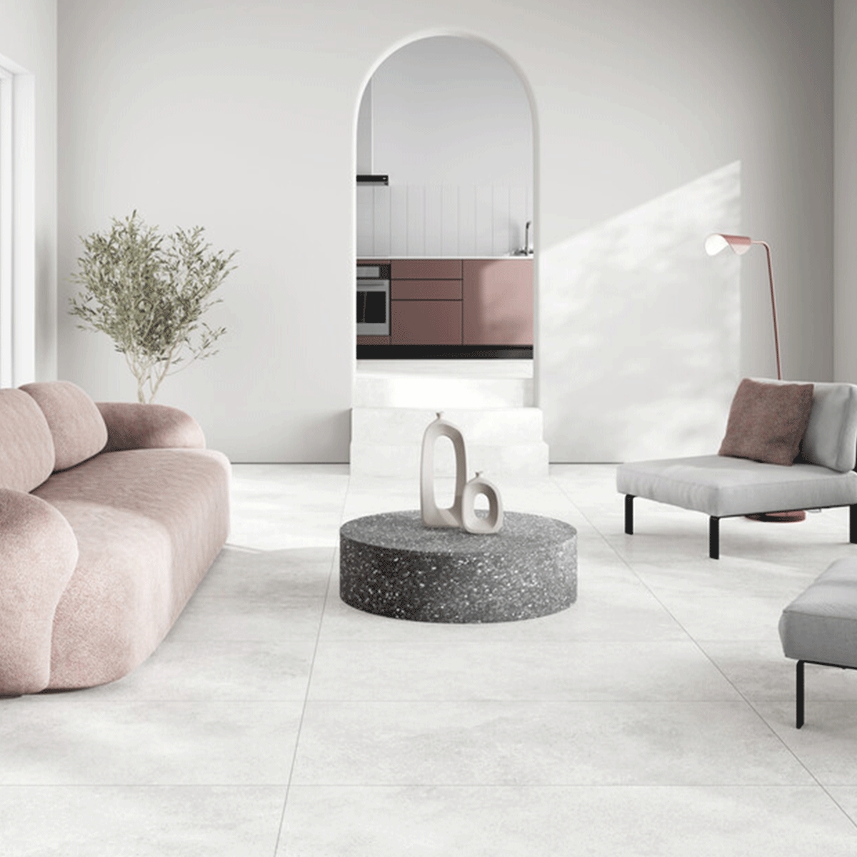 Interior con pavimento Noa Light 60x120