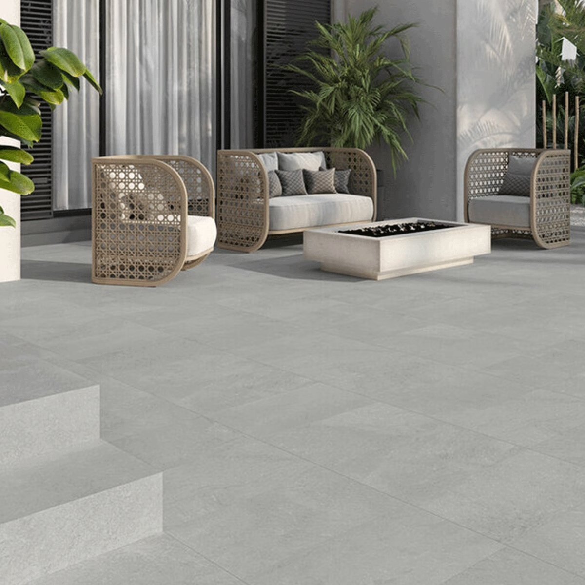 Exterior con pavimento Nusa Grey Antideslizante 30x60