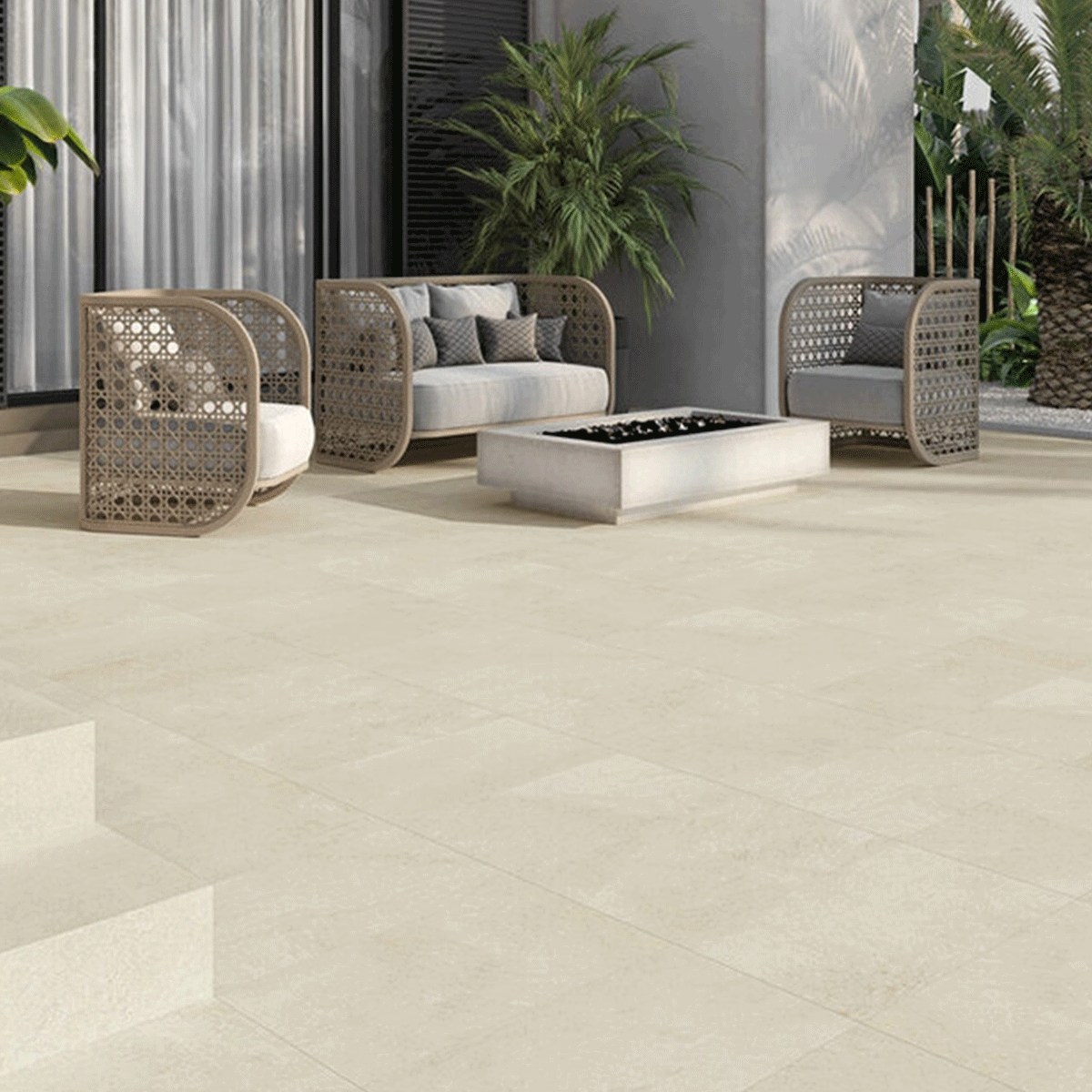 Exterior con pavimento Nusa Cream Antideslizante 30x60