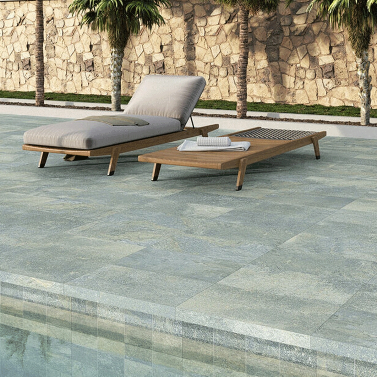 Exterior con pavimento Nusa Green Antideslizante 30x60