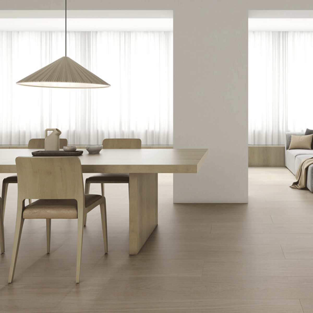 Interior con pavimento Odessa Natural 30x120