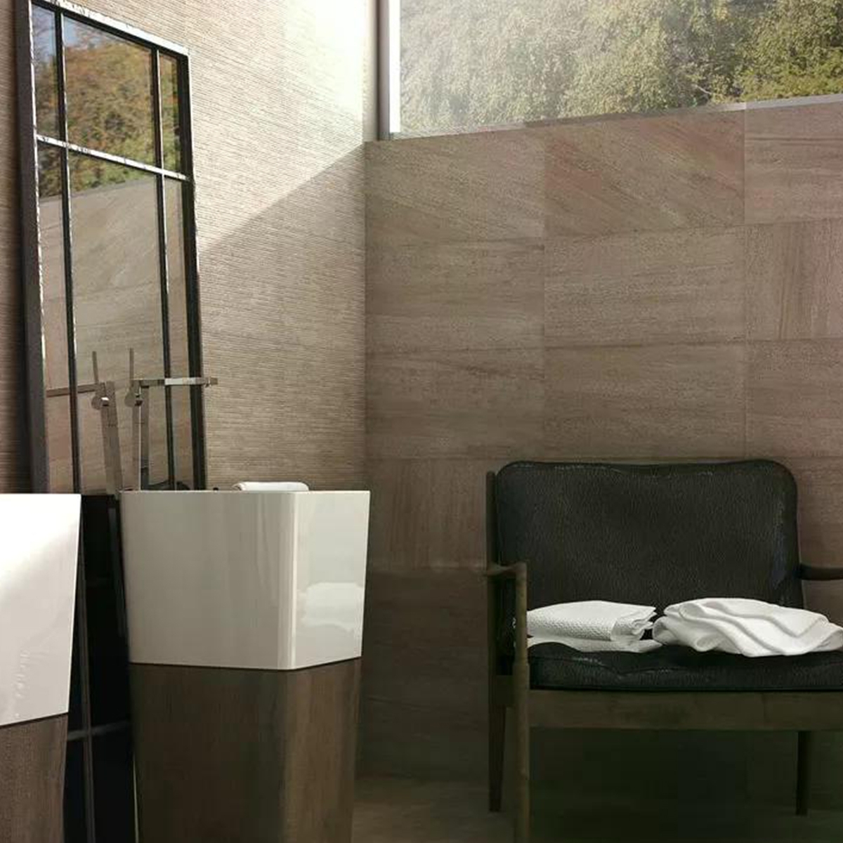 Baño con Revestimiento Ontario Deco Beige 31x56