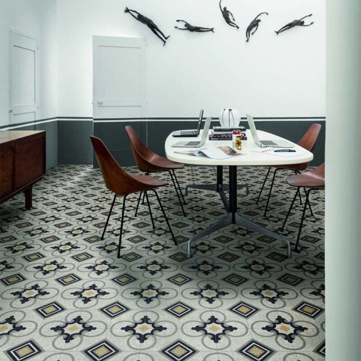 Interior com pavimento D_Segni Scaglie Tappeto 14 20x20