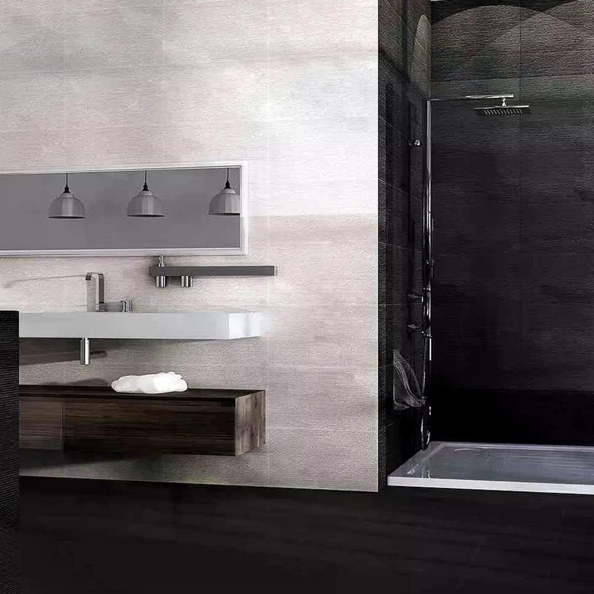 Baño con Revestimiento Ontario Deco Antracita 31x56