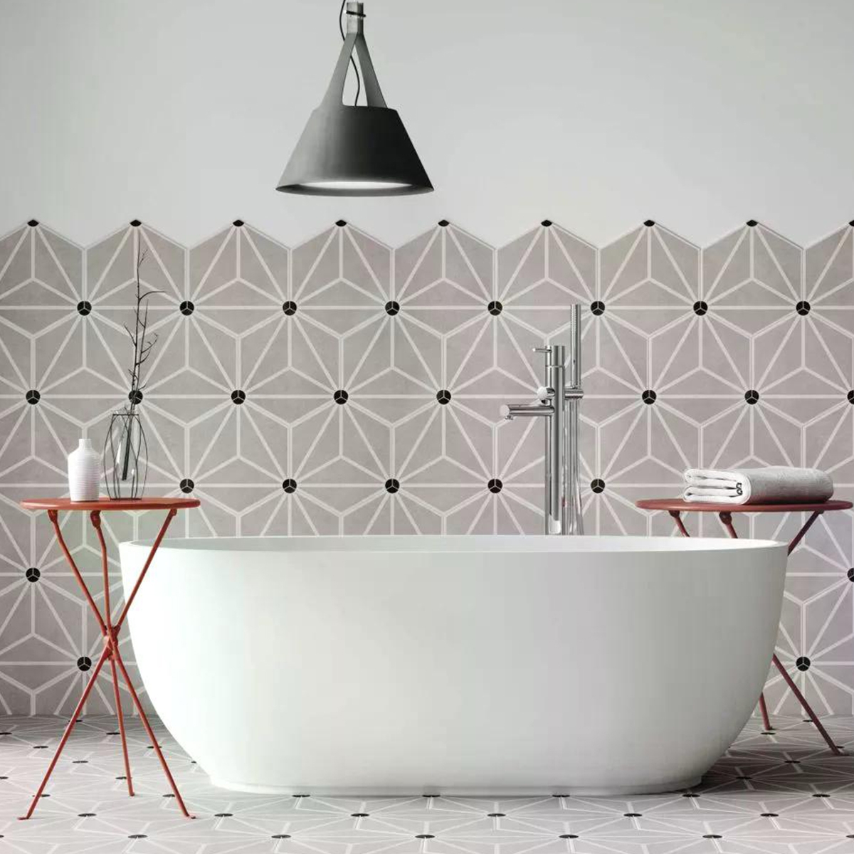 Baño con Revestimiento y Pavimento Osaka Grey 28.5x33